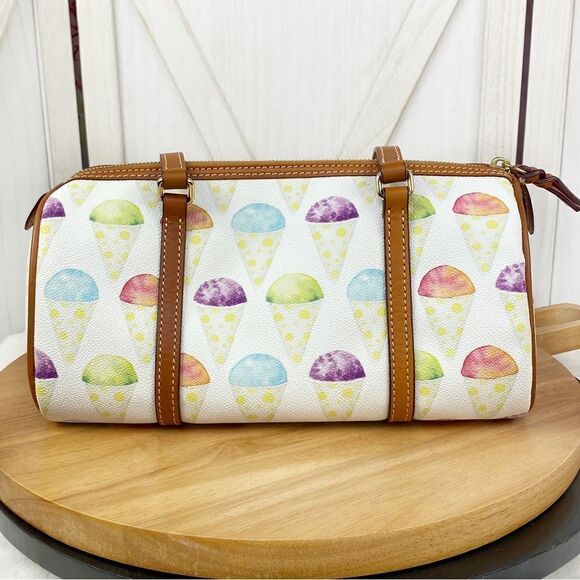 Dooney & Bourke Snowcone Barrel Shoulder Bag Purse White Pastel Leather - Picture 4 of 15